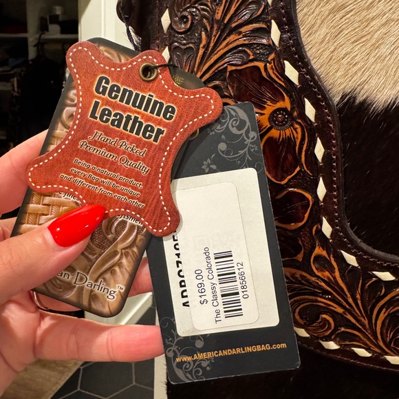 American Darling Brown and Black Crossbody with Fringe - Picture 3 of 6